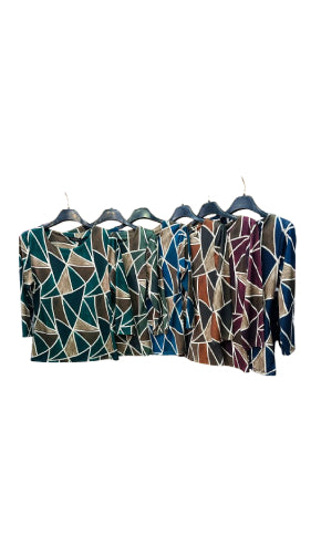 Maglietta donna a maniche lunghe con fantasia geometrica – Vari colori