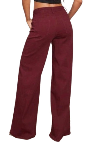 Jeans Donna Palazzo Vita Alta – Denim Blu Scuro Gamba Larga Chic