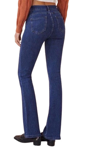 Jeans Donna Vita Alta Bootcut con Tasche Frontali – Blu Denim