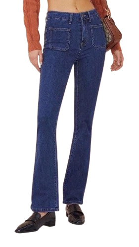 Jeans Donna Vita Alta Bootcut con Tasche Frontali – Blu Denim
