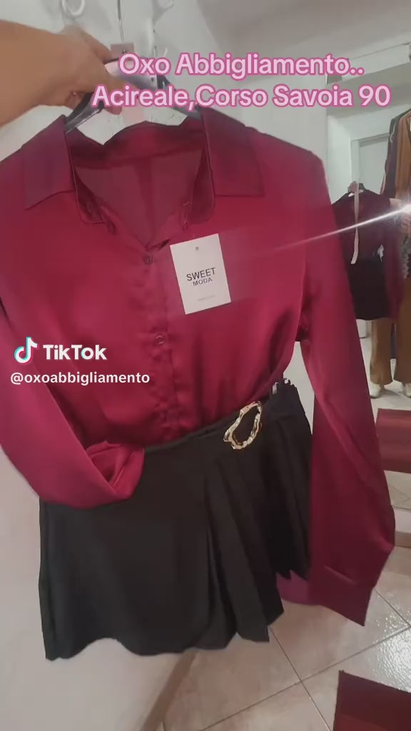 Completo donna elegante | Camicia granata e gonna nera coordinata