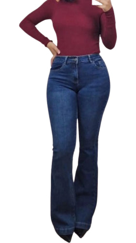 Jeans Donna Vita Alta Bootcut – Blu Denim